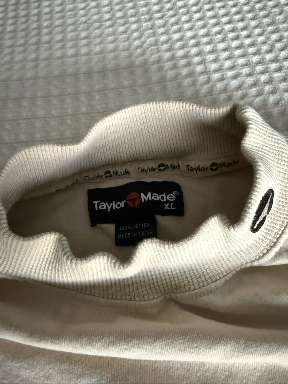Vintage 90s TaylorMade Cream Mock Neck Long Sleeve Golf Top rare logo - Picture 6 of 7
